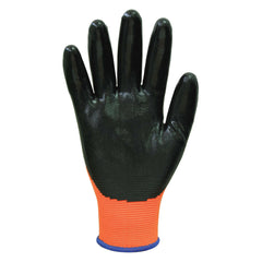 Bastion Marxen High Viz Orange Polyester Gloves - Black Nitrile Coating