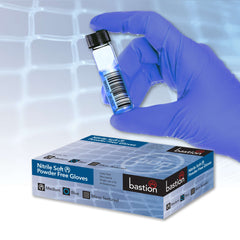 Bastion Nitrile Soft Blue Gloves - Powder Free - Finger Micro Textured
