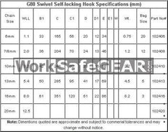 Austlift Swivel Selflocking Lifting Hook Hook 03.2T 10mm (102410)