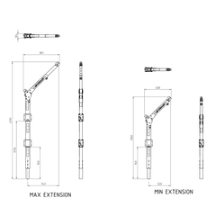 BTS PRO-6G Davit - 2.79m 4 piece c/w 2 x Quick Release Double Sided Universal Male Interface Bracket (50506)