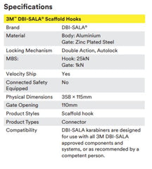 3M DBI-SALA Double Action Scaffold Hook H202