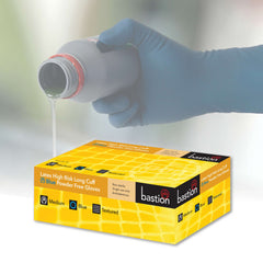 Bastion Latex High Risk Long Cuff Gloves - Blue - Powder Free