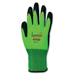 Bastion Soroca Cut 5 High Viz Green Hppe Gloves - Black Micro Foam Nitrile Palm Coating