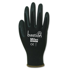 Bastion Milan Black Nylon Gloves - Black Sandy Foam Nitrile Coating