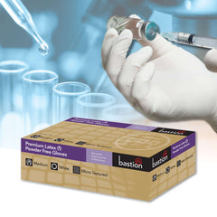 Bastion Premium Latex Gloves - Powder Free - White - Micro Textured
