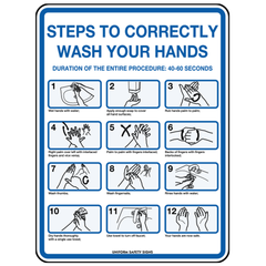Aero Healthcare Poly Hand Washing Steps Sign 30 x 22.5cm