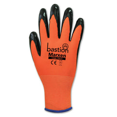 Bastion Marxen High Viz Orange Polyester Gloves - Black Nitrile Coating