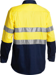 Bisley Taped Hi Vis Cool Lightweight Shirt - Yellow/Navy XS