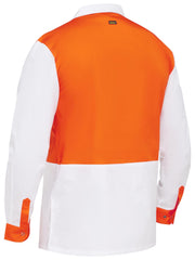Bisley Two Tone Hi Vis V-Neck Long Sleeve Shirt