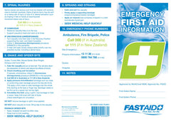 FastAid Emergency First Aid Information Booklet, Basic, Dl Size