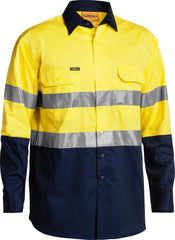 Bisley Taped Hi Vis Cool Lightweight Shirt - Yellow/Navy XS