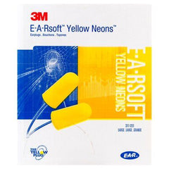 3M E-A-R soft Yellow Neons Large Corded Earplugs, Poly Bag 200 pairs/box