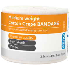 Aero Healthcare AEROCREPE Medium Cotton Crepe Bandage 2.5cm x 4M Wrap / 12