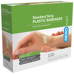 Aero Healthcare AEROPLAST Plastic Standard Strip 7.2 x 1.9cm Box/100