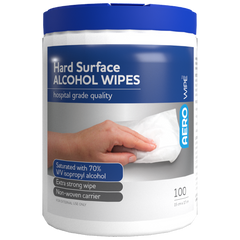 Aero Healthcare AEROWIPE 70% Isopropyl Alcohol Hard Surface Wipes Tub/100 (DG)