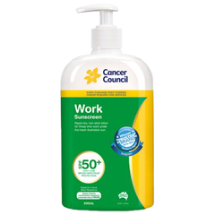 Aero Healthcare CANCER COUNCIL SPF50+ Work Sunscreen Pump 500mL
