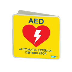 Aero Healthcare CARDIACT Yellow Poly AED Angle Bracket Sign 22.5 x 22.5cm
