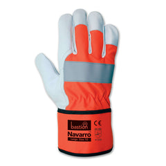 Bastion Navarro High Viz Premium A Grade Cow Grain Natural Leather Rigger Gloves