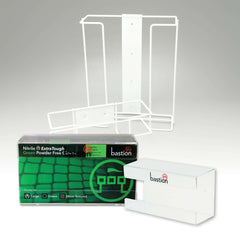 Bastion Single Wire Glove Dispenser Wall Bracket - White (Carton of 10)