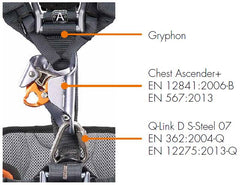 Climbing Technology Gryphon Ascender 6P Full Body Harness with Q/R Buckles - Size S to M