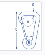 8mm RonStan Stainless steel Spring Hook Asymetric Carabiner