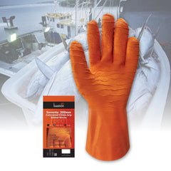 Bastion Sorrento 300Mm Cottonlined Orange Rough Grip Rubber Gloves