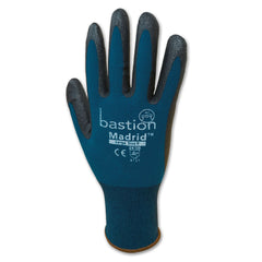 Bastion Madrid Green Nylon/Spandex Gloves - Black Micro Foam Flex Nitrile Coating