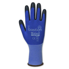 Bastion Mataro Blue Nylon Gloves - Black Polyurethane Coating