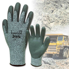 Bastion Taranto Cut 5 Grey Hppe Gloves - Grey Polyurethane Palm Coating