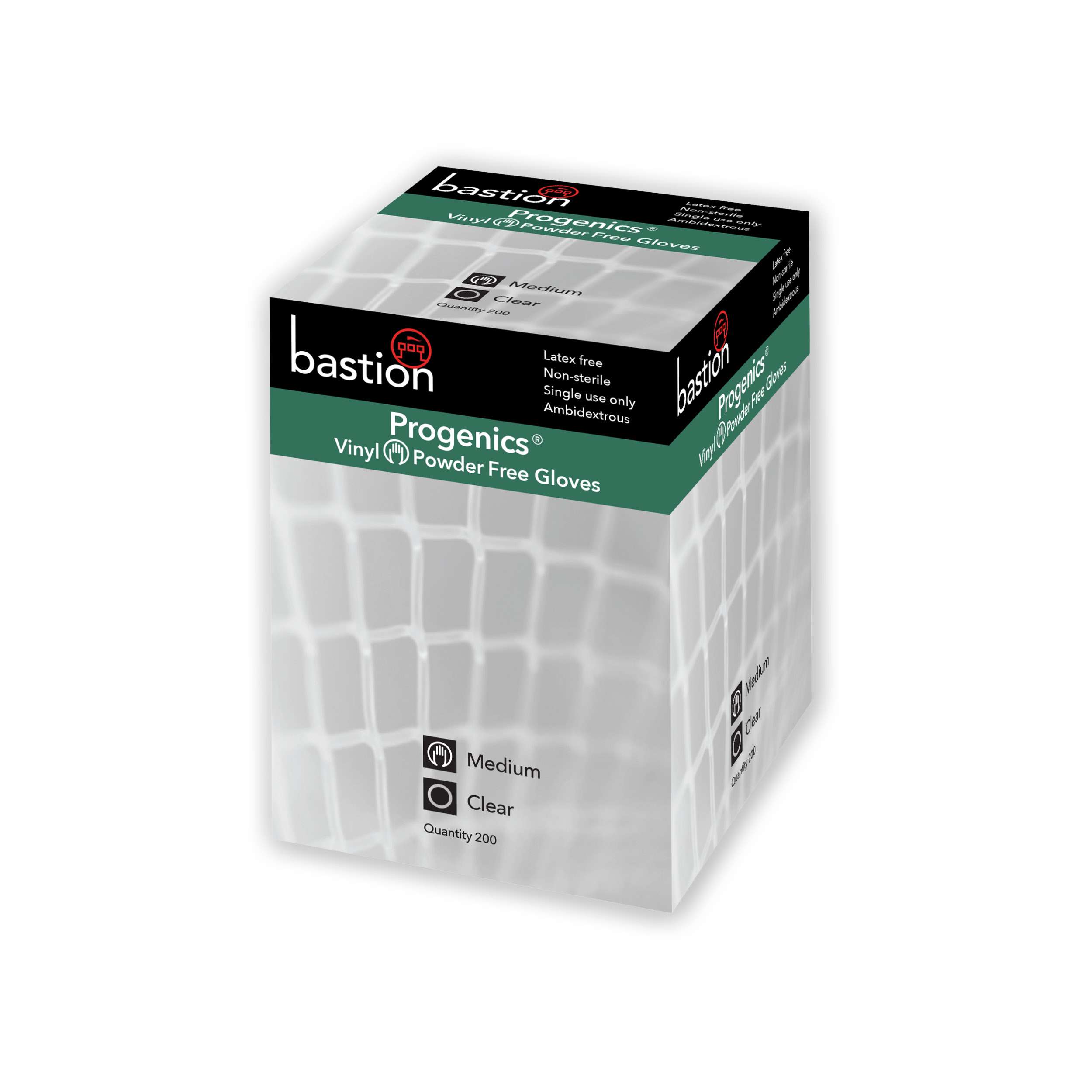Bastion Progenics  Vinyl  Clear  Gloves  -  Powder  Free