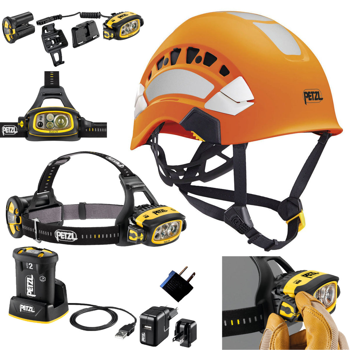 Petzl Vertex Vent Hi Vis Orange Helmet &  DUO Z1 Headlamp