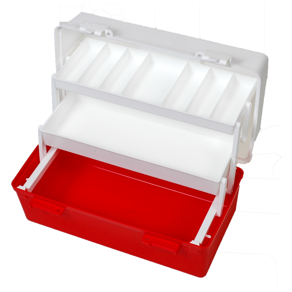 Aero Healthcare AEROCASE Red and White Plastic Tacklebox with 2 Trays 20 x 40 x 23cm