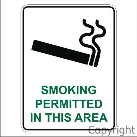 SMOKING PERMITTED IN THIS AREA Metal 225x300mm