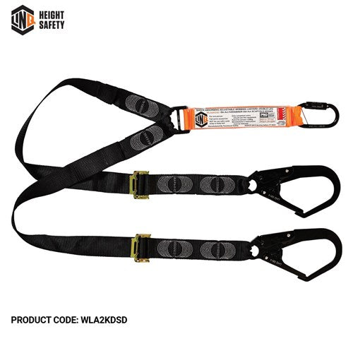 LINQ Elite Double Leg Shock Absorbing 2M Adjustable Lanyard