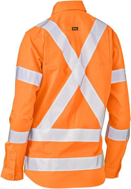 Bisley Women's X Taped Biomotion Hi Vis Cool Lightweight Drill Shirt