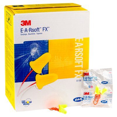 3M E-A-Rsoft FX Corded Earplugs Poly Bag 200 pairs/box