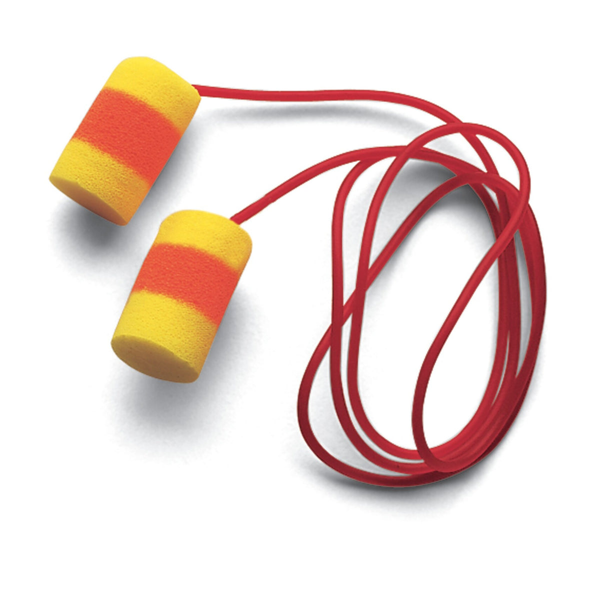 (Case of 10 boxes) 3M Yellow with Red Band Corded Earplugs in Polybag Class 4 SLC80 22dB (200 pairs per box) (70071514957)