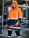 Bisley Size 24 Women's Orange/Navy H Taped Two Tone HI VIS Rain Jacket(BJL6966-TT05)