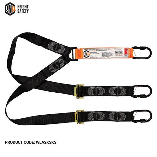 LINQ Elite Double Leg Shock Absorbing 2M Adjustable Lanyard