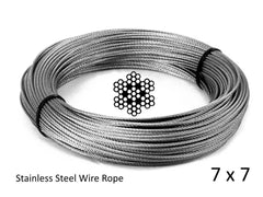 Stainless Steel 8mm dia, 7x7 wire rope