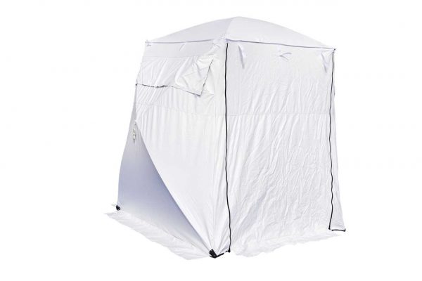 SolarShade Fiber Splicing Tent - white/black rear wall cable slot 8" W x 8" L x 6.5" H with case