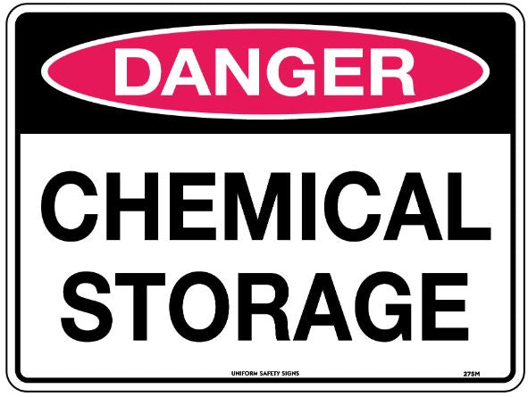 240x180mm - Self Adhesive - Danger Chemical Storage (257DA)