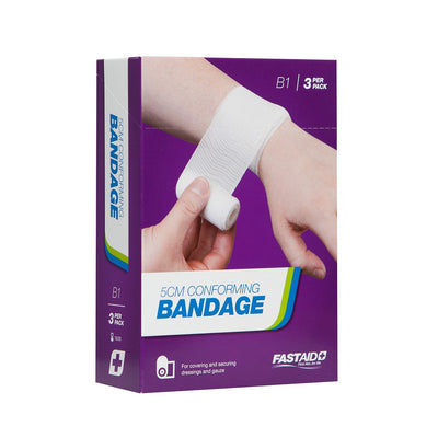 FastAid Conforming Bandage, 5Cm, 3Pk