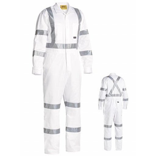 77R Bisley 3M Taped White Drill Coverall (BC6806T)