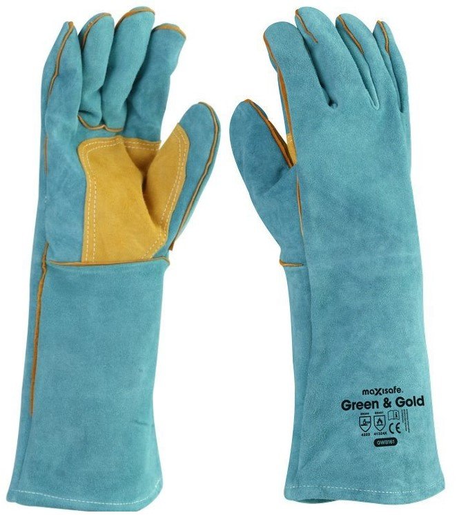 Maxisafe Green & Gold Welders Gauntlet (12 Pairs)