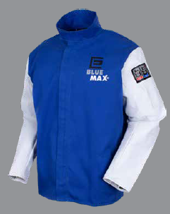 LARGE Elliotts Blue Max FR Cotton Proban WELDING JACKET LEATHER SLEEVES (BMWJCSL)