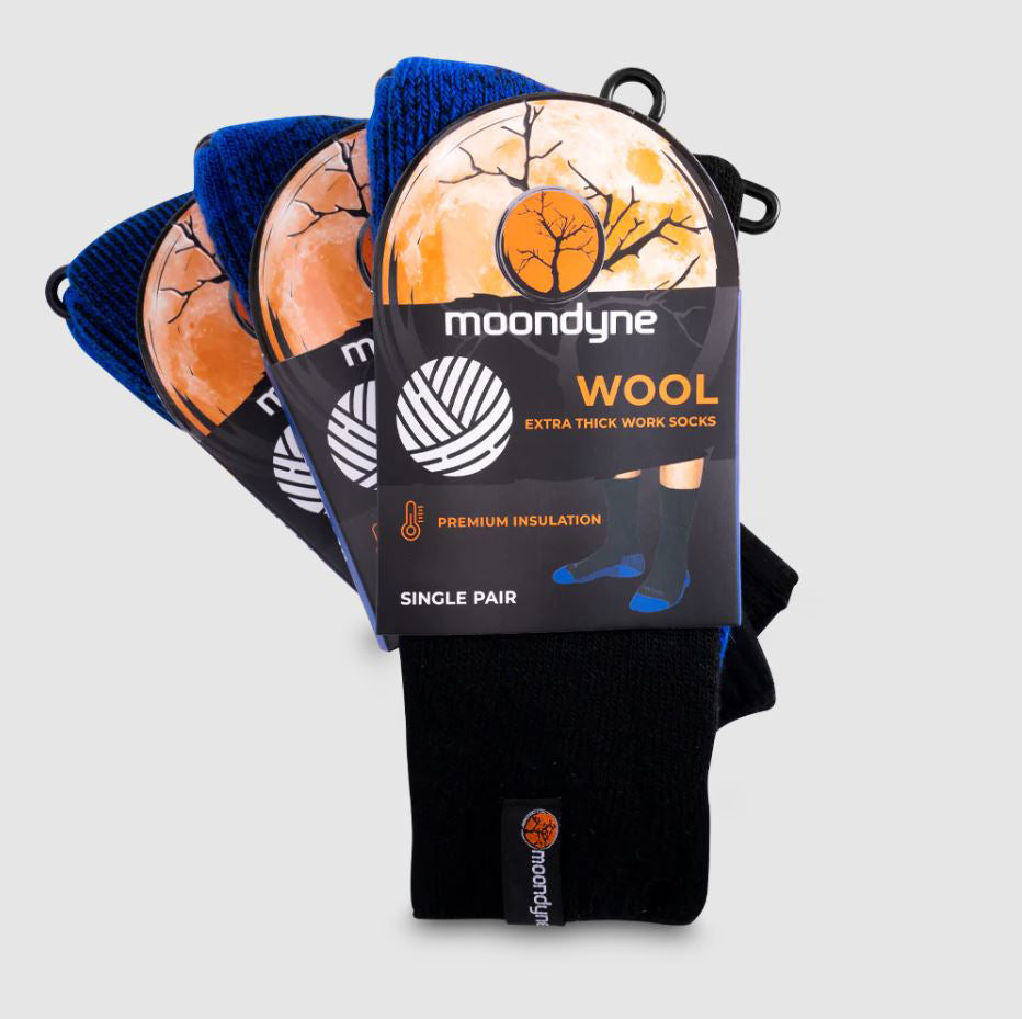 (3pack) Moondyne Size 6-10 Premium Wool Work Sock