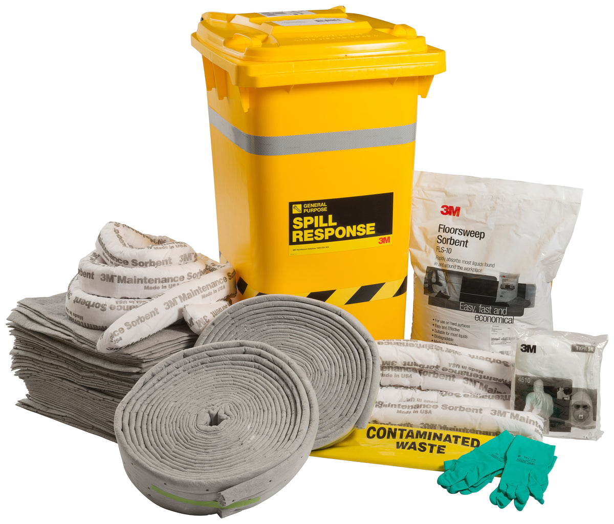 3M General Purpose Sorbent Spill Kit Wheelie Bin - 210L (MSRK-210)