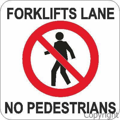 FORKLIFT LANE NO PEDESTRIANS & PICTO 440mm Self Stick Vinyl Heavy Duty