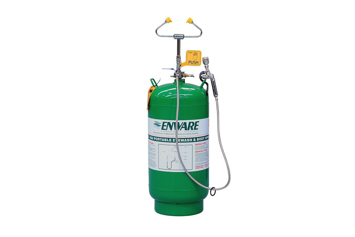 Enware 45 Litre Portable Eyewash System - Air Pressurised S/S Tank - Eye Wash and Hand Held Body Spray